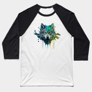 Wolf Splash Art: Colorful Fantasy Painting #1 Baseball T-Shirt